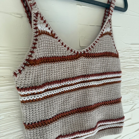 American Eagle Crochet Knit Striped Tank Top | Size M - Picture 5 of 7